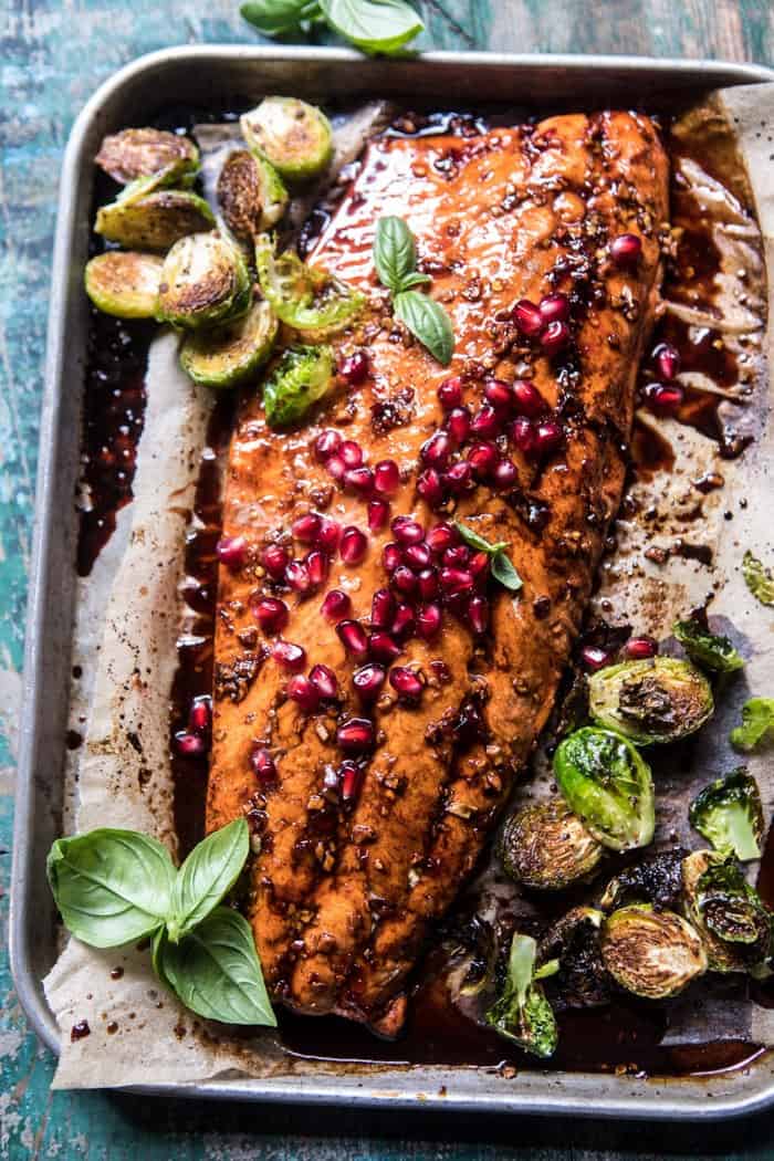 POMEGRANATE AND SOY GLAZED SALMON HALF SIDE RH