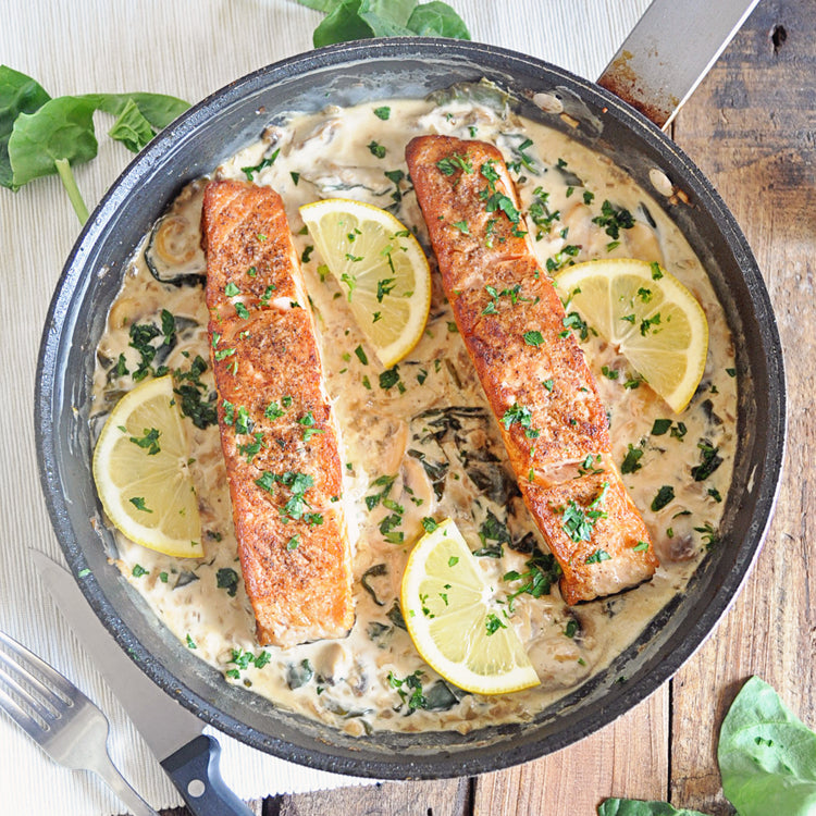 SALMON IN MUSHROOM CREAM SAUCE