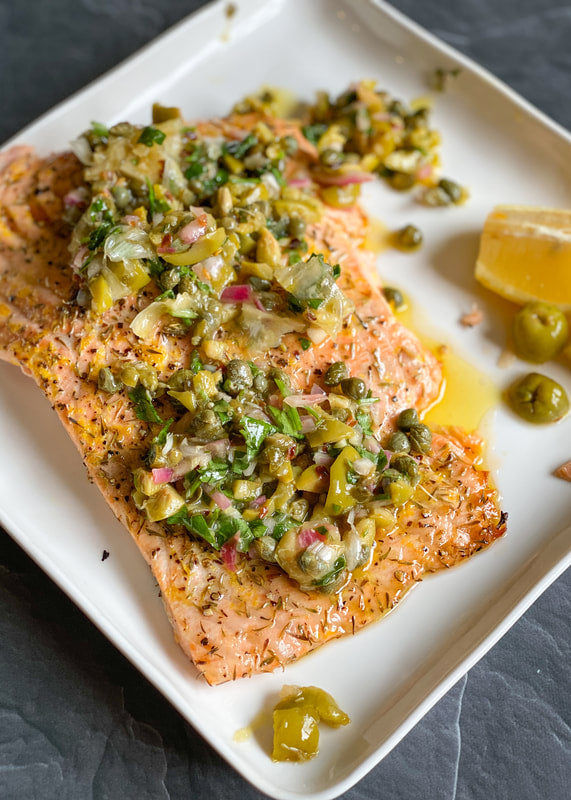 ROASTED SALMON WITH CUCUMBER DILL RELISH (4-5 LBS)