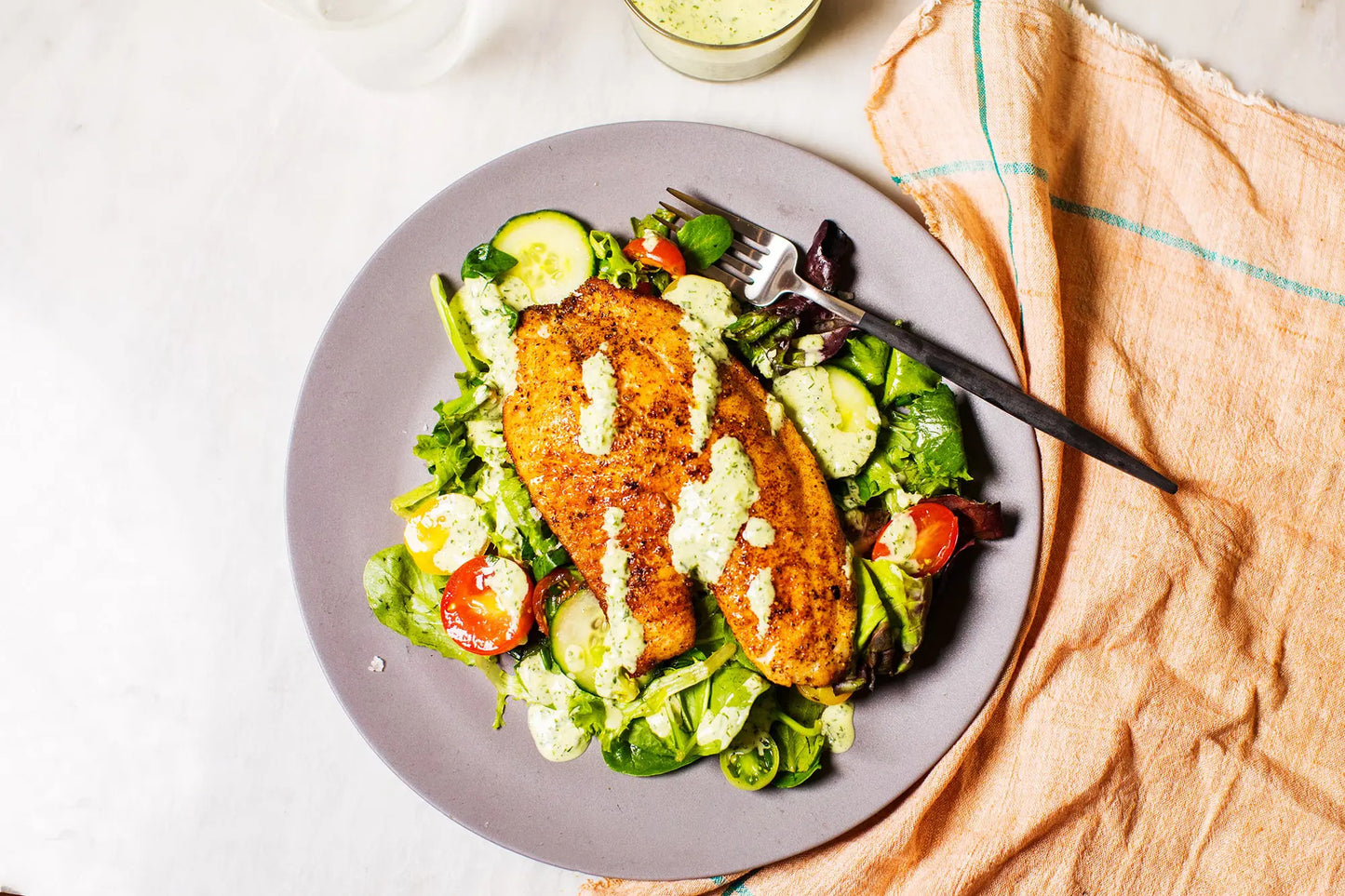 BEER BATTERED TILAPIA SALAD